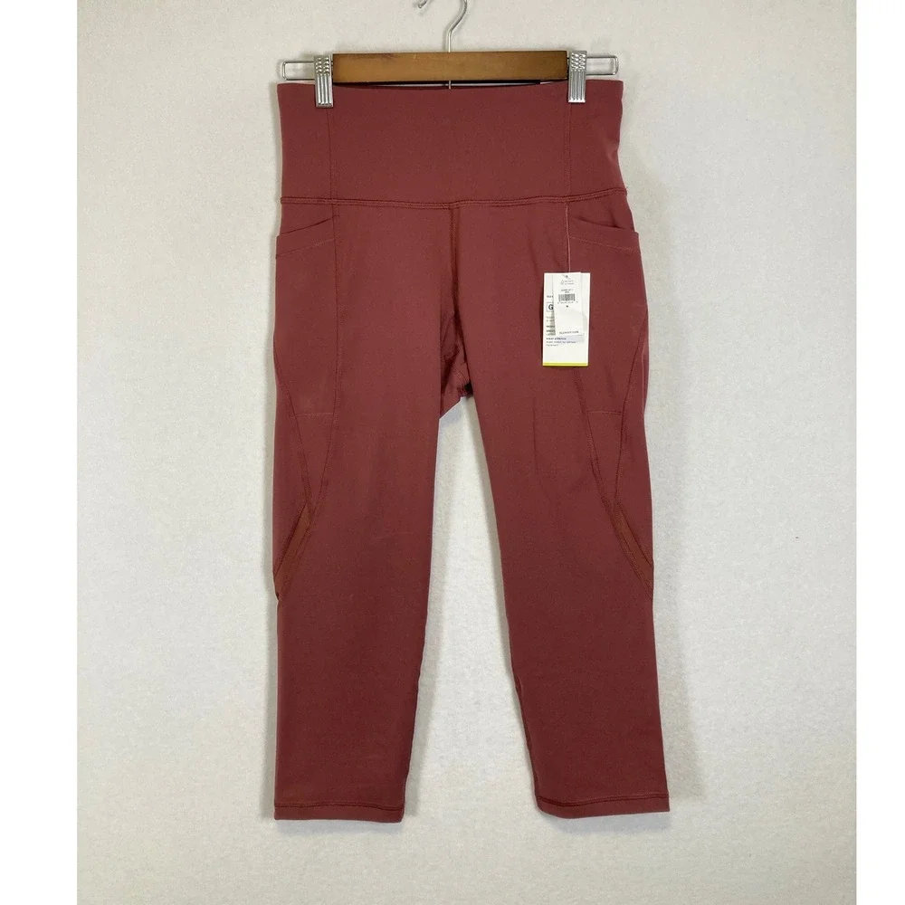 Athletic Old Navy Girls M Terracotta Rose Elevate High Rise Go-Dry Crop Leggings